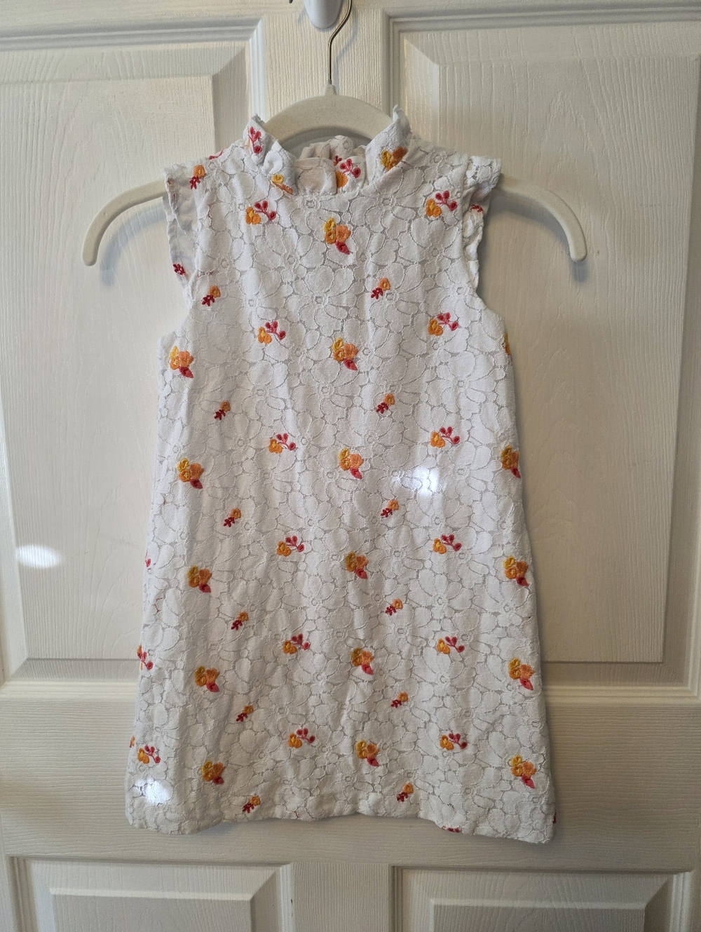 Janie and Jack White Floral Embroidered Lace Dress Size 6